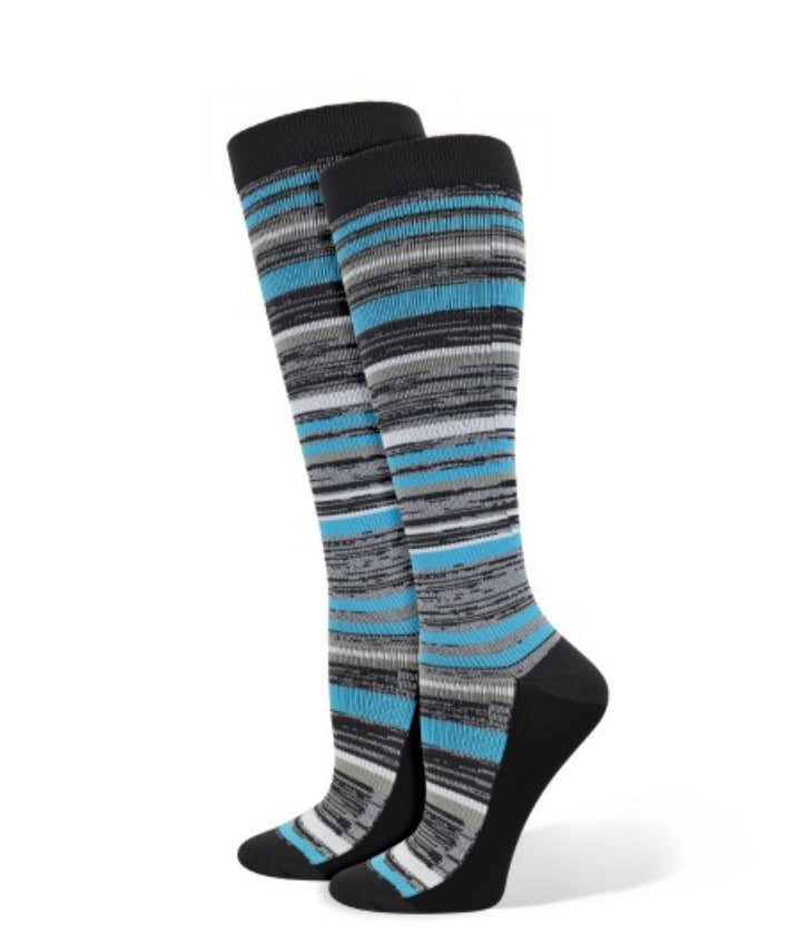 Marled Blue Fashion Compression Sock