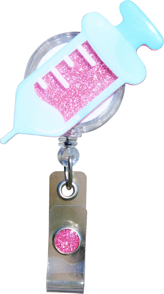 Syringe Glitterific Badge Reel