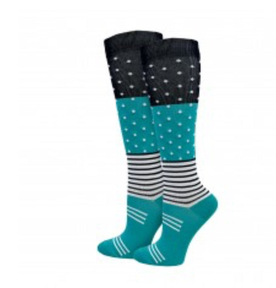 Teal Dots & Stripes Compression Socks