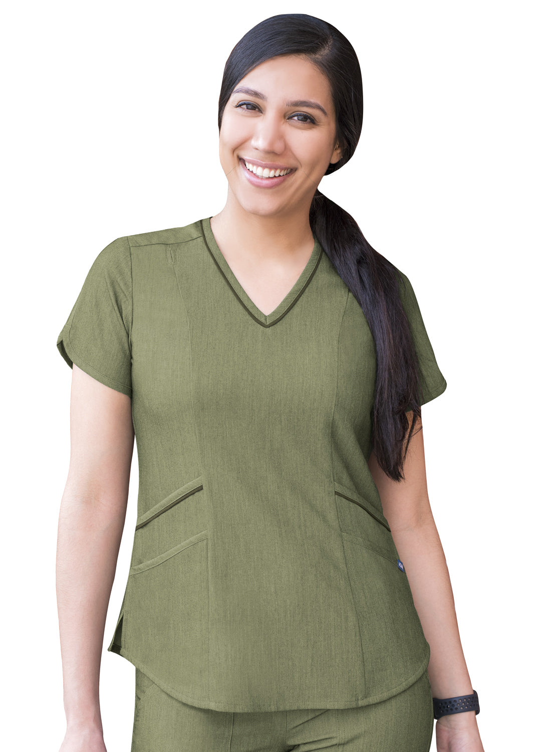 Heather Collection Women's Modern V-Neck Scrub Top