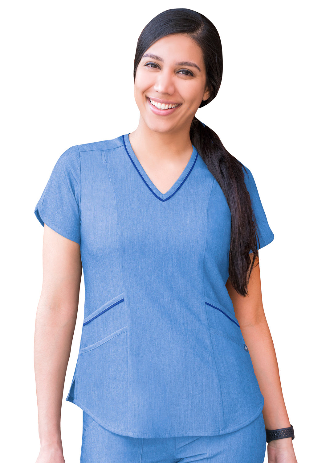 Heather Collection Women's Modern V-Neck Scrub Top